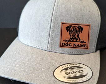 Boxer Hat, Personalized Dog name hat, Patch Hat, Pets Name, Dog Owner Gift, Pet memorial, Mans Best Friend Hat, Patch Snapback Cap