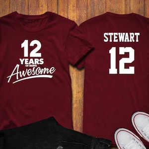 12 Year of Being Awesome 12th Birthday Party Shirt, 12 Year old shirt, Personalized Birthday 12 year old, 12th Birthday Party Tee Shirt