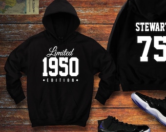 1950 Limited Edition Birthday Hoodie 75th Custom Name Celebration Gift mens womens ladies hooded sweatshirt sweater Unisex Personalized