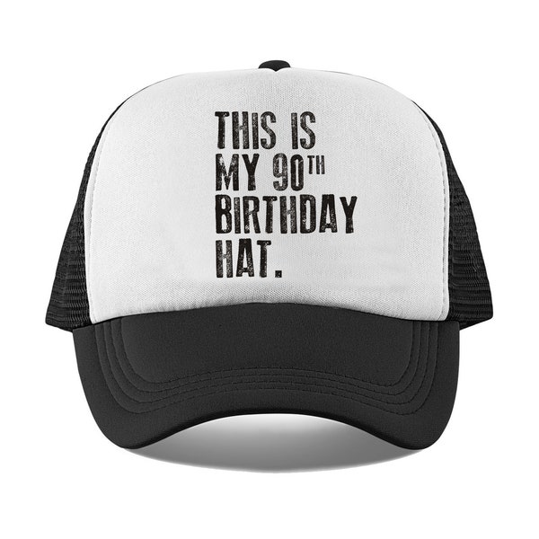 Questo è il mio cappello per il 90° compleanno, cappello di 90 anni, cappello per il 90° compleanno, cappello da camionista in rete, cappello di compleanno per lui o per lei, retrò, compleanno vintage