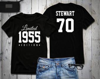 70th Birthday Shirt 1955 Limited Edition 70 years old shirt, limited edition 70 Year old, 70th birthday party tee shirt personalized