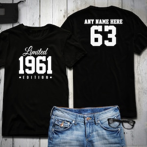 1961 Limited Edition 63rd Birthday Party Shirt, 63 years old shirt, limited edition 63 year old, 63rd birthday party tee shirt Personalized image 1