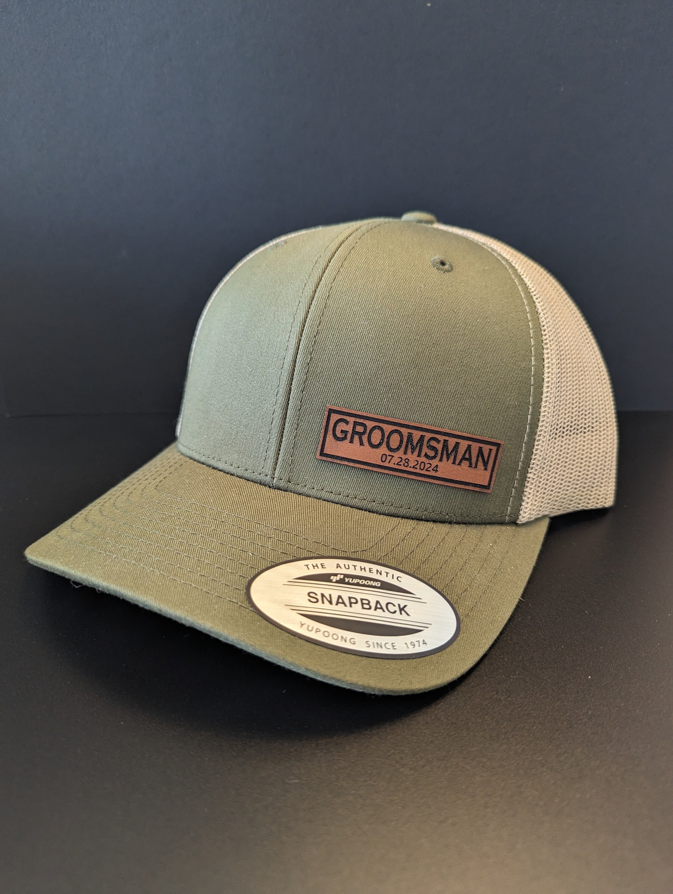 Groomsman Hat, Personalized Wedding Date Hat, Wedding Day, Groomsman Gift, Wedding Gift, Wedding Party Hats, Patch Hat, Patch Snapback Cap