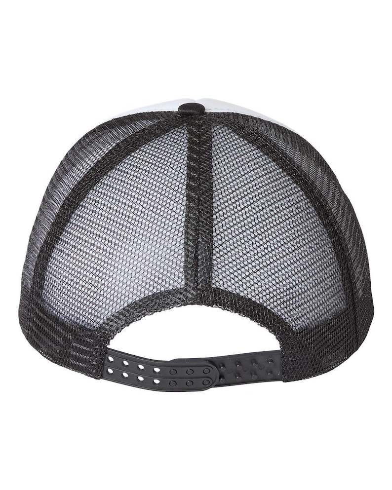 a black and white hat on a white background
