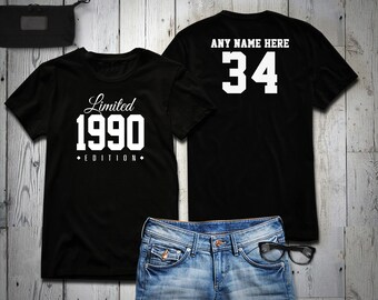 1990 Limited Edition 34th Birthday Party Shirt, 34 years old shirt, limited edition 34 year old, 34th birthday party tee shirt Personalized