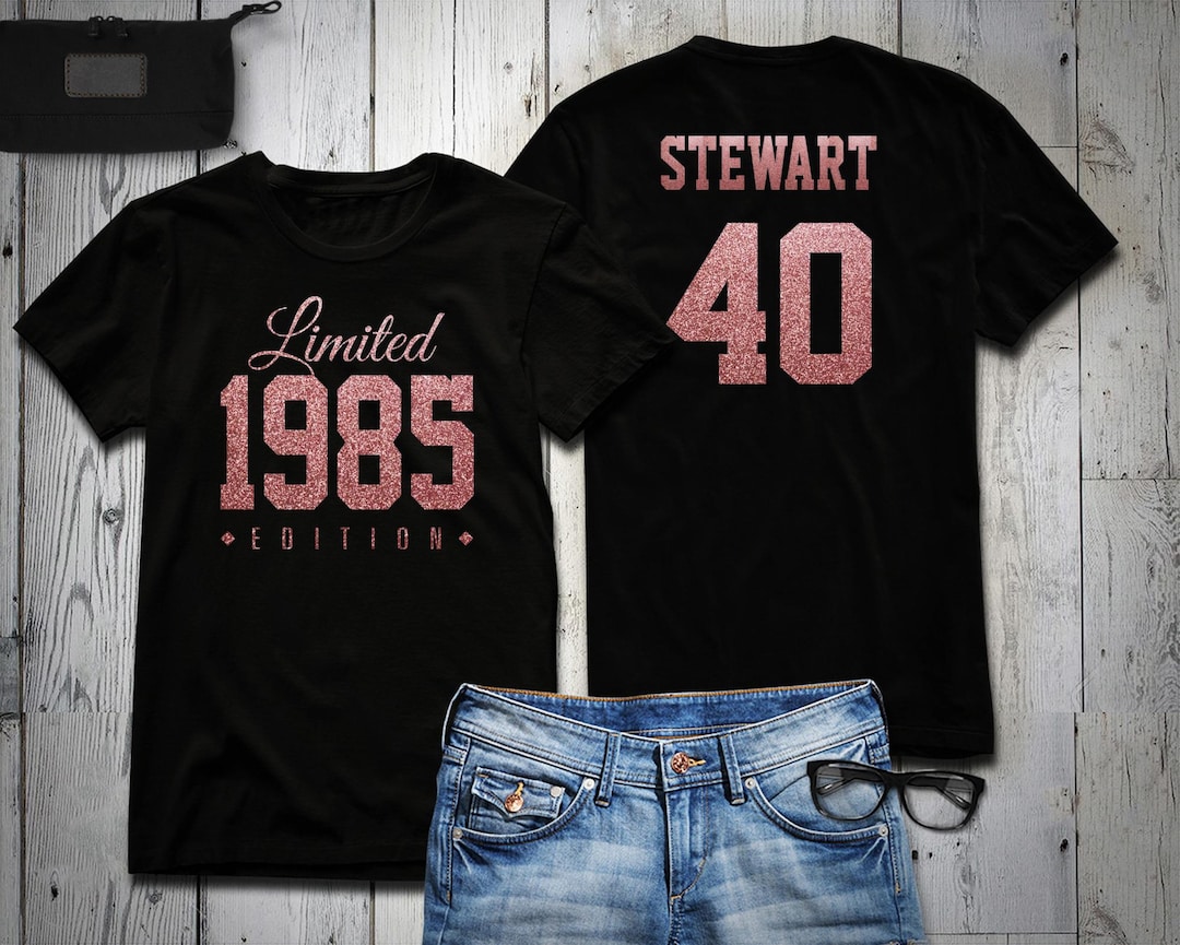 1985 Rose Gold Glitter Limited Edition Birthday T-shirt 40th Custom