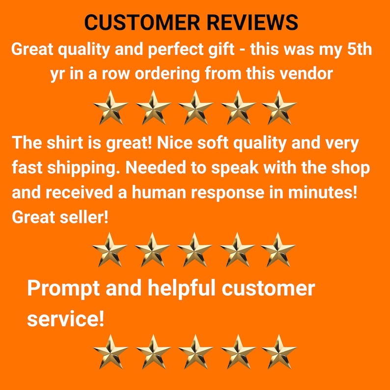 a poster with five stars on an orange background