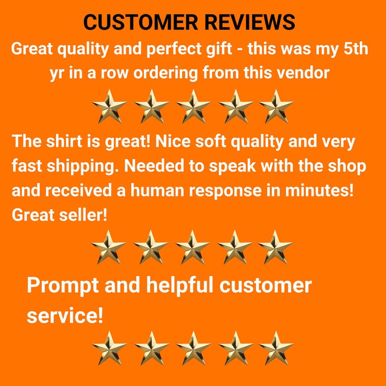 a poster with five stars on an orange background