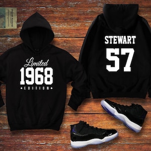 1968 Limited Edition Birthday Hoodie 57th Custom Name Celebration Gift mens womens ladies hooded sweatshirt sweater Unisex Personalized