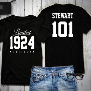 101st Birthday Shirt 1924 Limited Edition 101 years old shirt, limited edition 101 Year old, 101st birthday party tee shirt personalized