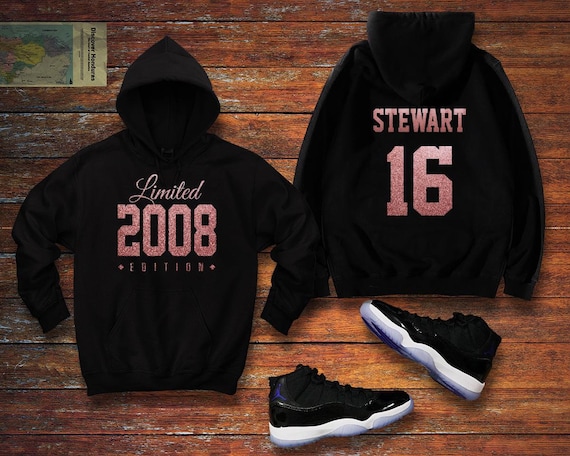 2008 Rose Gold Glitter Limited Edition Birthday Hoodie 16th Custom Name Celebration Gift Mens Womens Hooded Sweatshirt Sweater Personalized Etsy UK