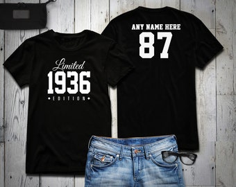 1936 Limited Edition 87th Birthday Party Shirt, 87 years old shirt, limited edition 87 year old, 87th birthday party tee shirt Personalized