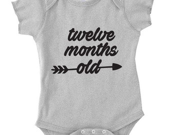 Twelve Month Old Birthday, Shirt Bodysuit New Born Birthday, Birthday Gift, Gift For 12 Month Old Baby one year Old 1 Baby Shower, TH-4011