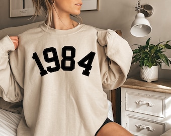 1984 Sweatshirt, 1984 Shirt, 40th Birthday Sweater, Black Logo, Gift for Her, 40th Shirt, 40th Birthday, Gift for Woman, Top for Her