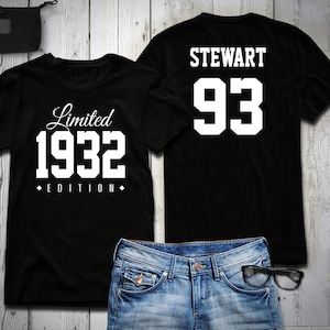 93rd Birthday Shirt 1932 Limited Edition 93 years old shirt, limited edition 93 Year old, 93rd birthday party tee shirt personalized