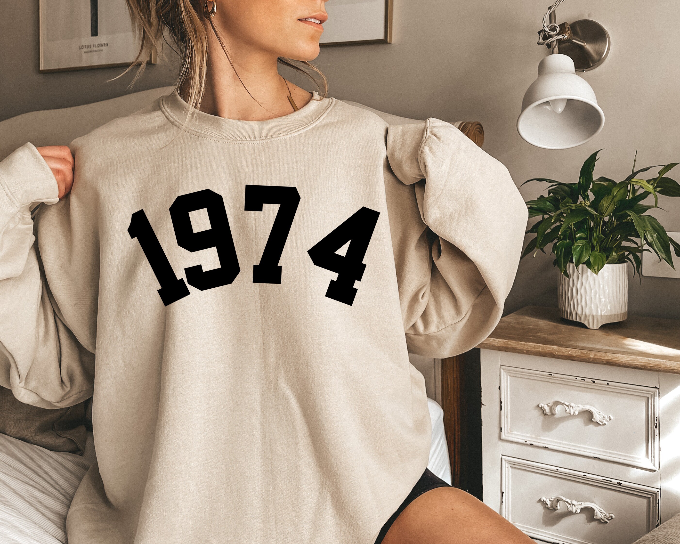 1974 Sweatshirt, 1974 Shirt, 50th Birthday Sweater, Black Logo, Gift for Her, 50th Shirt, 50th Birthday, Gift for Woman, Top for Her