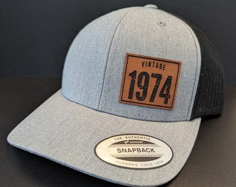 Vintage 1974 Birthday Trucker Patch Hat 50th Custom Hat Celebration Gift Personalized Hat Will Print any Year