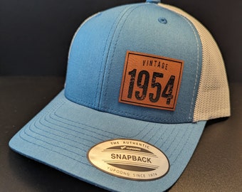 Vintage 1954 Hat, 70th Birthday Hat, Vintage Personalized Established Year- (any year) Custom Vintage Gift, Vintage Patch Snapback Cap