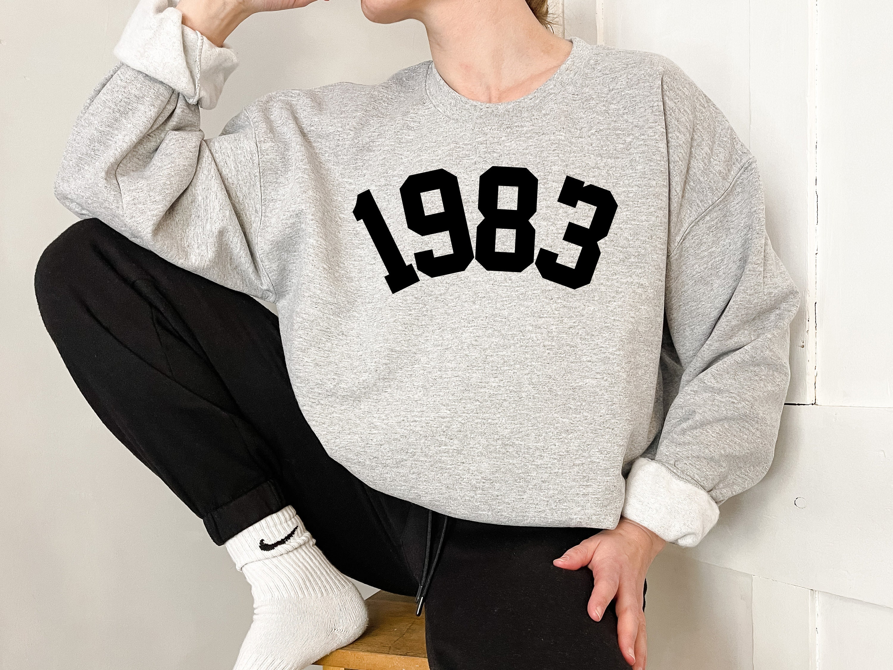 Discover 1983 Sweatshirt, 1983 Shirt, 40th Birthday Sweater, Black Logo, Sweatshirt