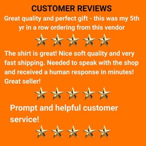 a poster with five stars on an orange background