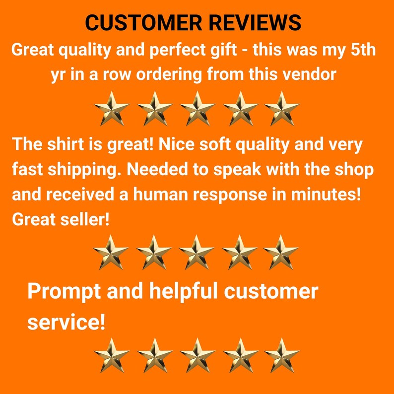 a poster with five stars on an orange background