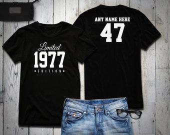 1977 Limited Edition 47th Birthday Party Shirt, 47 years old shirt, limited edition 47 year old, 47th birthday party tee shirt Personalized