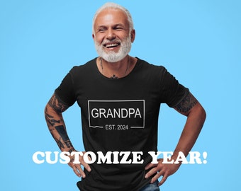 T-shirt personnalisé grand-père est 2024, chemise grand-père est 2023, chemise pour nouveau grand-père, cadeaux d'anniversaire, chemises de famille personnalisées, nouveau grand-père