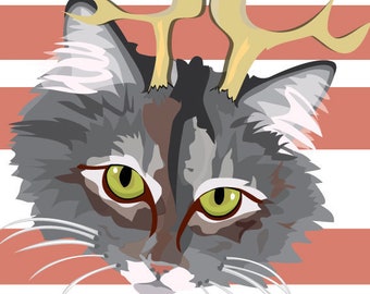 Geweih Katze Illustration