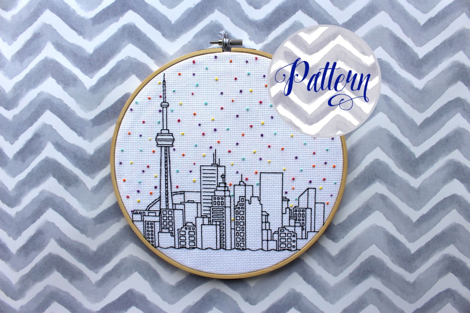 Hello Toronto Cross Stitch Pattern. Confetti City Skyline. Etsy