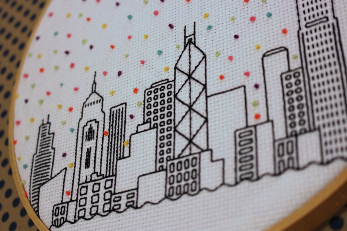 Hello Hong Kong Cross Stitch Pattern. Confetti City Skyline. Etsy UK
