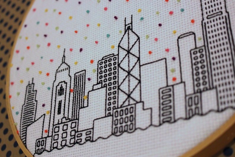 Hello Hong Kong Cross Stitch Pattern. Confetti City Skyline. Etsy UK