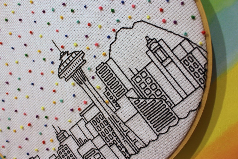 Hello Seattle Cross Stitch Pattern. Confetti City Skyline. Etsy