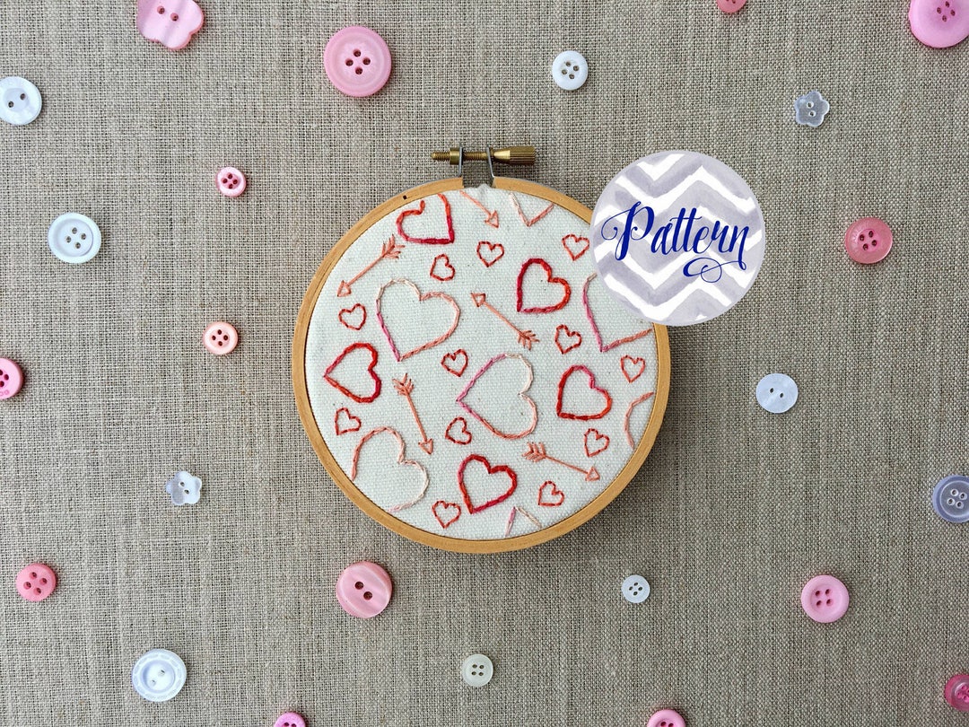 Embroidered Felt Hearts PDF Pattern, DIY Heart Ornaments