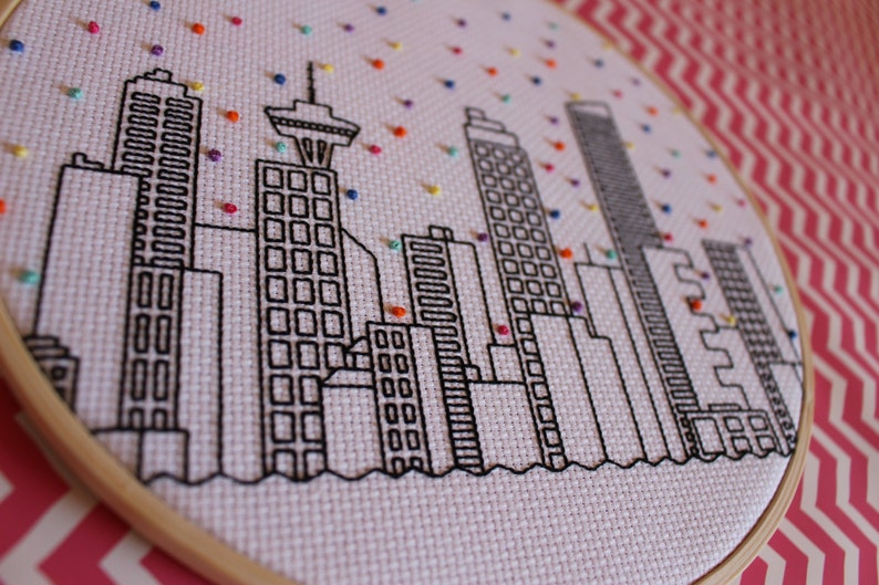 Hello Vancouver Cross Stitch Pattern. Confetti City Skyline. Etsy UK