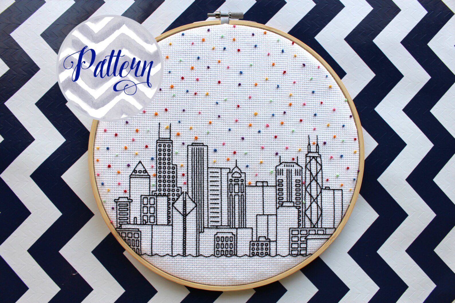 Hello Chicago Cross Stitch Pattern. Cubs. Confetti City Etsy