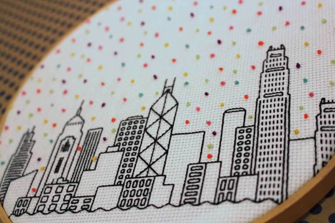Hello Hong Kong Cross Stitch Pattern. Confetti City Skyline. Etsy UK