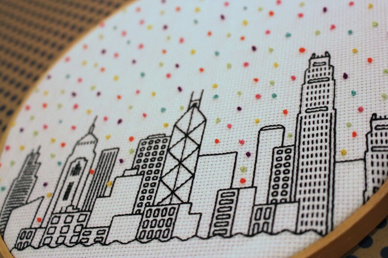 Hello Hong Kong Cross Stitch Pattern. Confetti City Skyline. Etsy UK