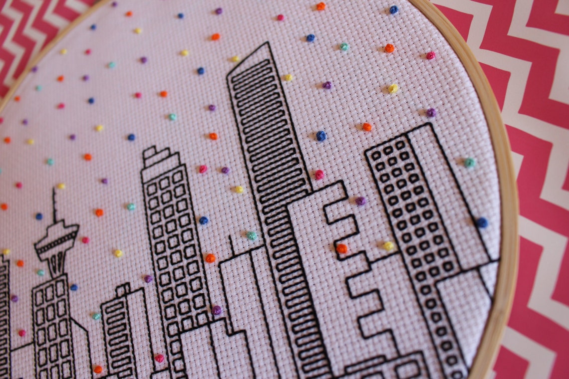 Hello Vancouver Cross Stitch Pattern. Confetti City Skyline. Etsy UK