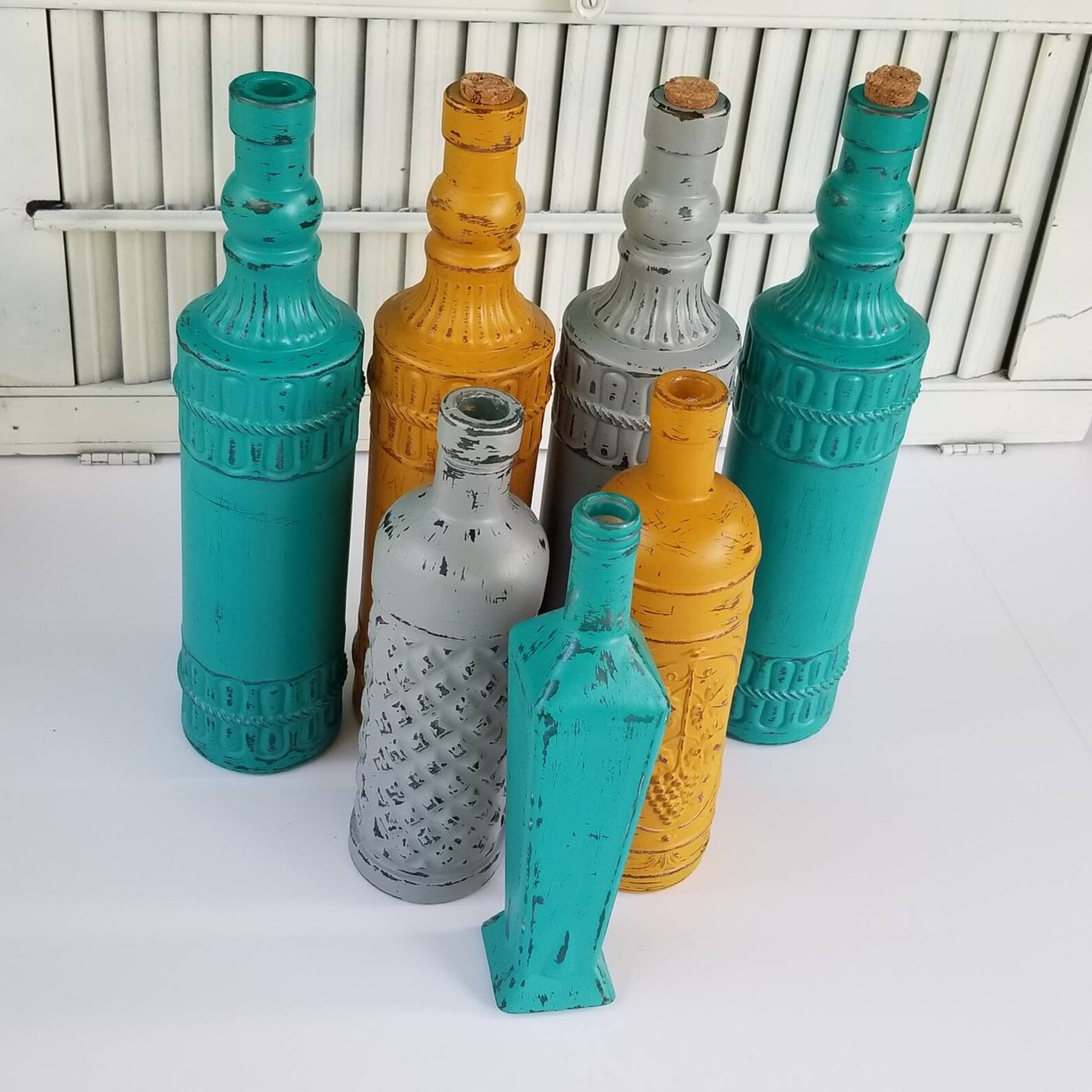 Glass Painted Bottle Vintage Bottle Decorative Bottle Etsy