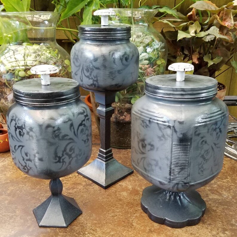 Gray Canisters Canister Set Recycled Canisters Glass Etsy