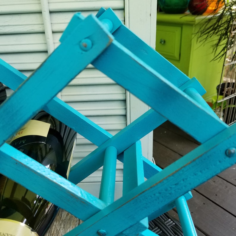 Wine Rack Wooden Wine Rack Shabby Chic Rack Turquoise Wine Etsy