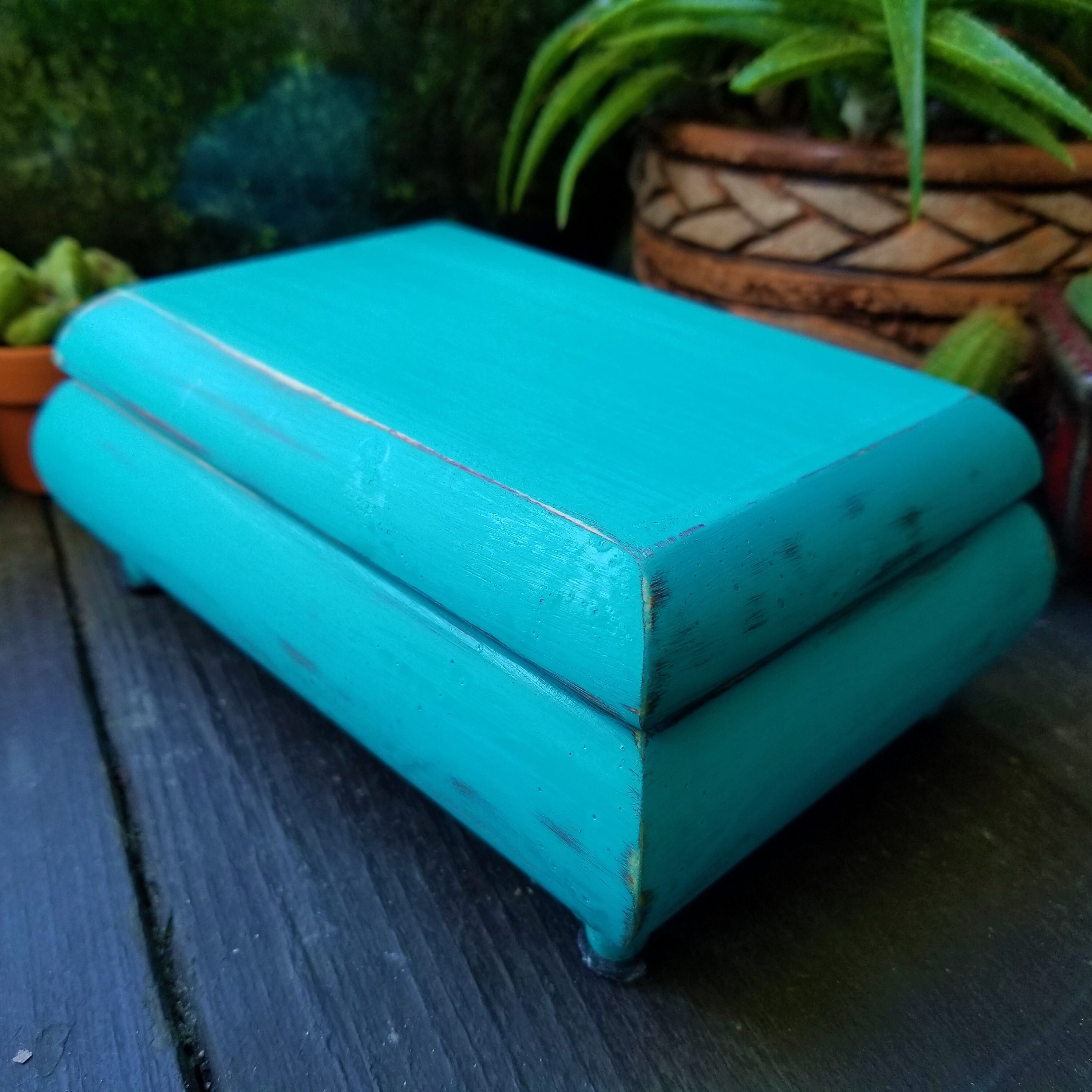 Rustic Jewelry Box Recycled Jewelry Box Blue Jewelry Box Etsy