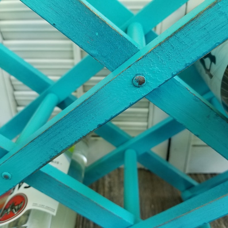 Wine Rack Wooden Wine Rack Shabby Chic Rack Turquoise Wine Etsy