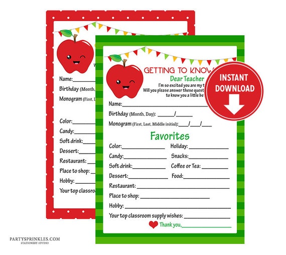 2 Printable Pink and Environmentally friendly Trainer Questionnaire, Instructors picture about Teacher Favorite Things Printable named 2 Printable Pink and Inexperienced Trainer Questionnaire, Lecturers
