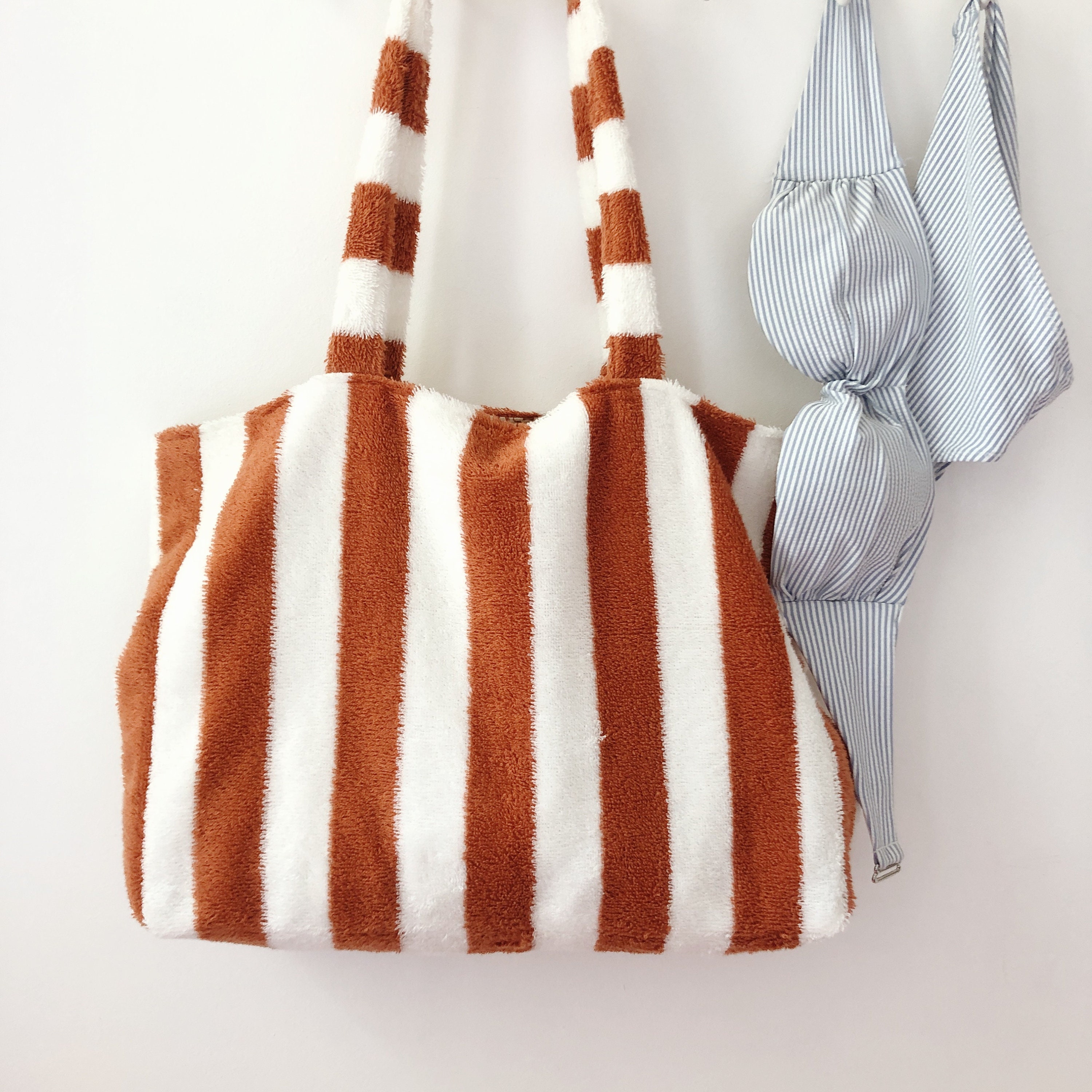 Reversible Striped Terry Cloth Tote Bag - Etsy