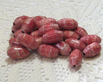 Paper Beads, Loose Handmade, Jewelry Making Supplies, Bullet Tube Cinnamon Swirl Cocoa