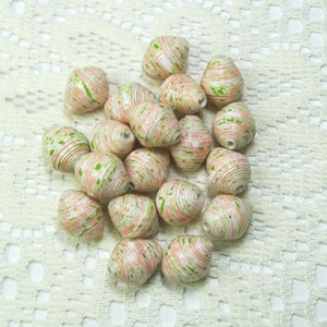 Paper Beads, Loose Handmade Jewelry Making Supplies Craft Supplies Jumbo Floral on Pink image 4