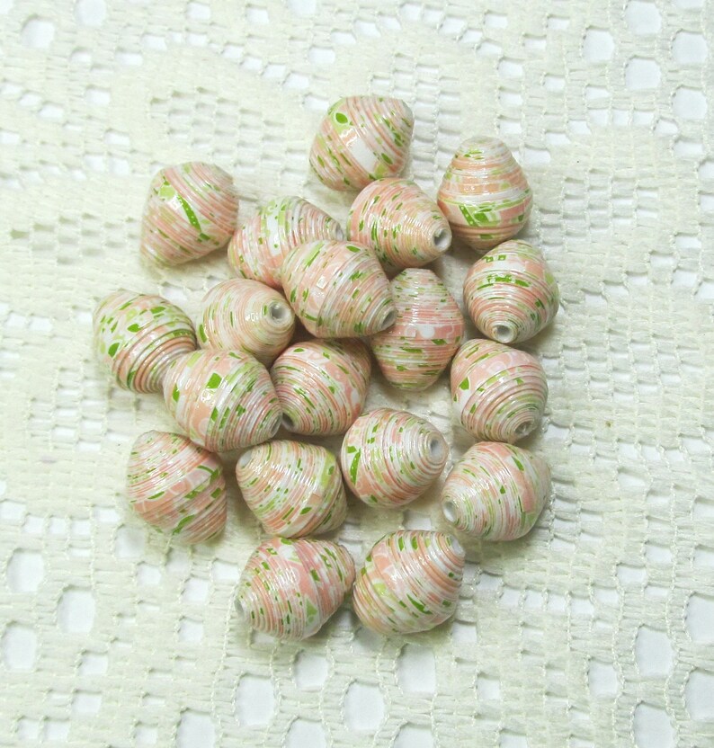 Paper Beads, Loose Handmade Jewelry Making Supplies Craft Supplies Jumbo Floral on Pink image 4