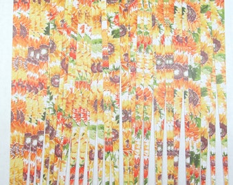 Pre Cut Paper Bead Strips, Craft Strips, Bead Making Strips, Craft Supplies Orange and Yellow Sunflowers