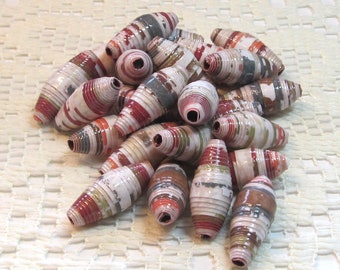 Paper Beads, Loose Handmade, Jewelry Making Supplies, Barrel, Coffee Shop Cocoa